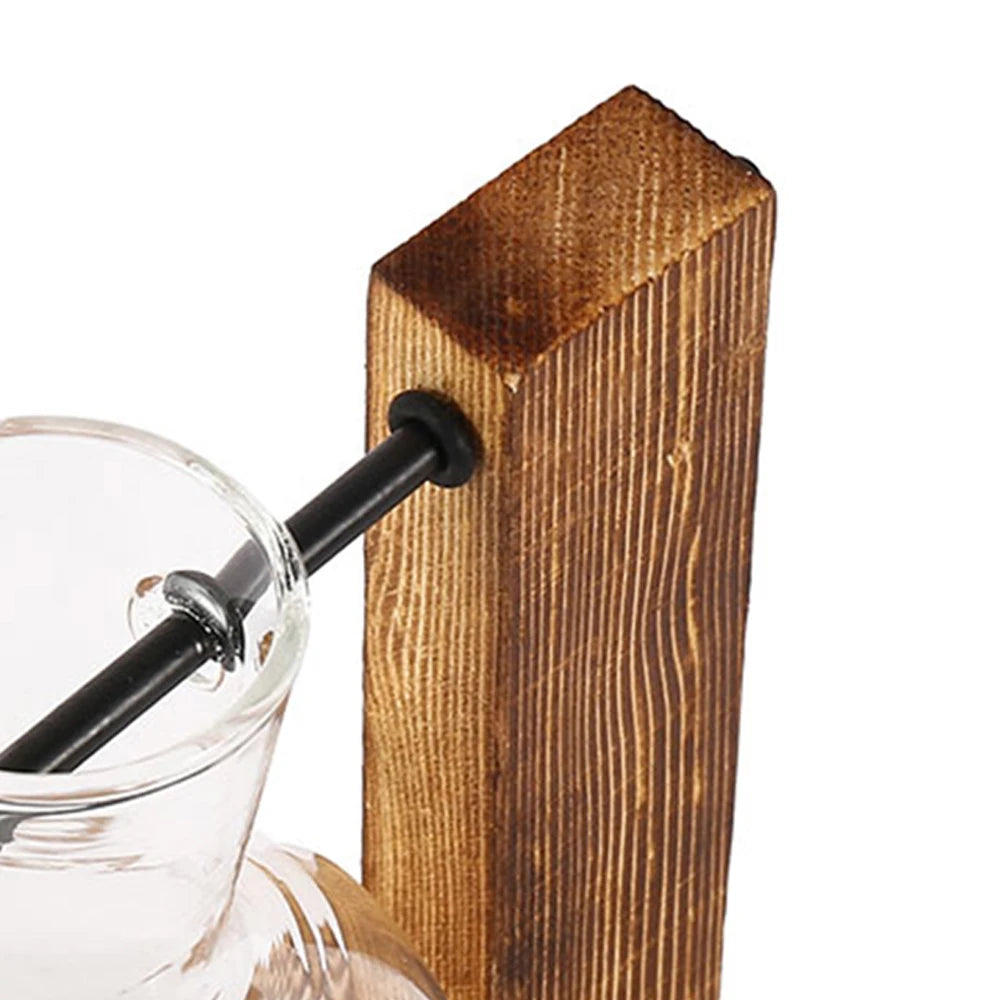 Glass Bulb Vase with Wooden Stand - EazerHome