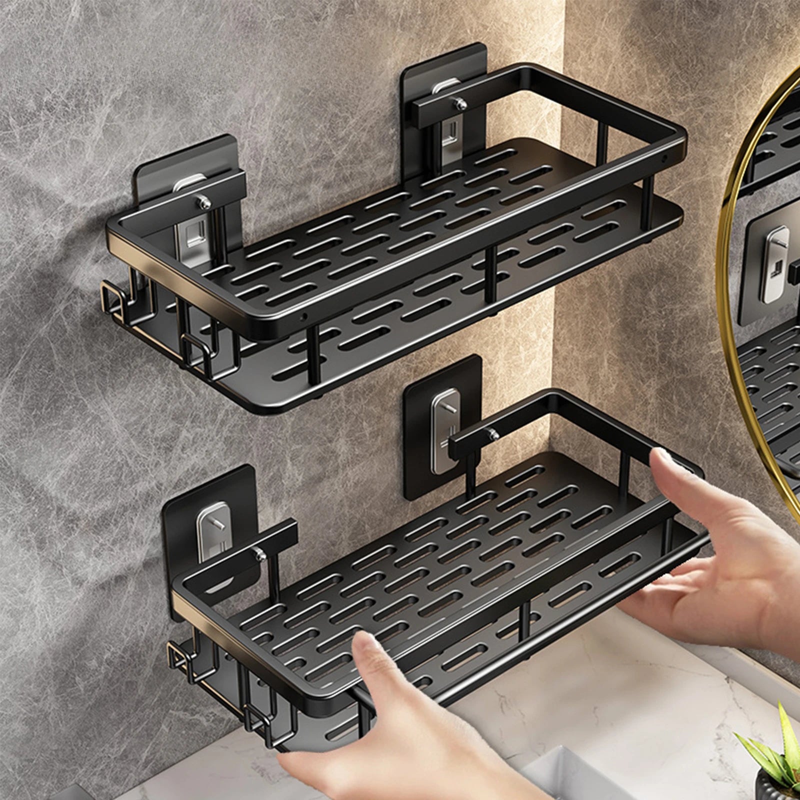 No-Drill Wall-Mounted Shower Corner Shelf - EazerHome