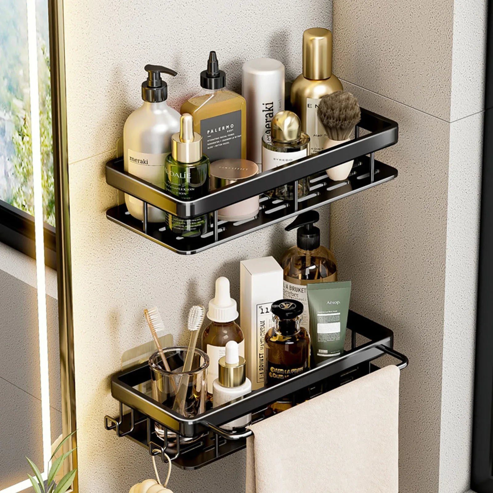 No-Drill Wall-Mounted Shower Corner Shelf - EazerHome