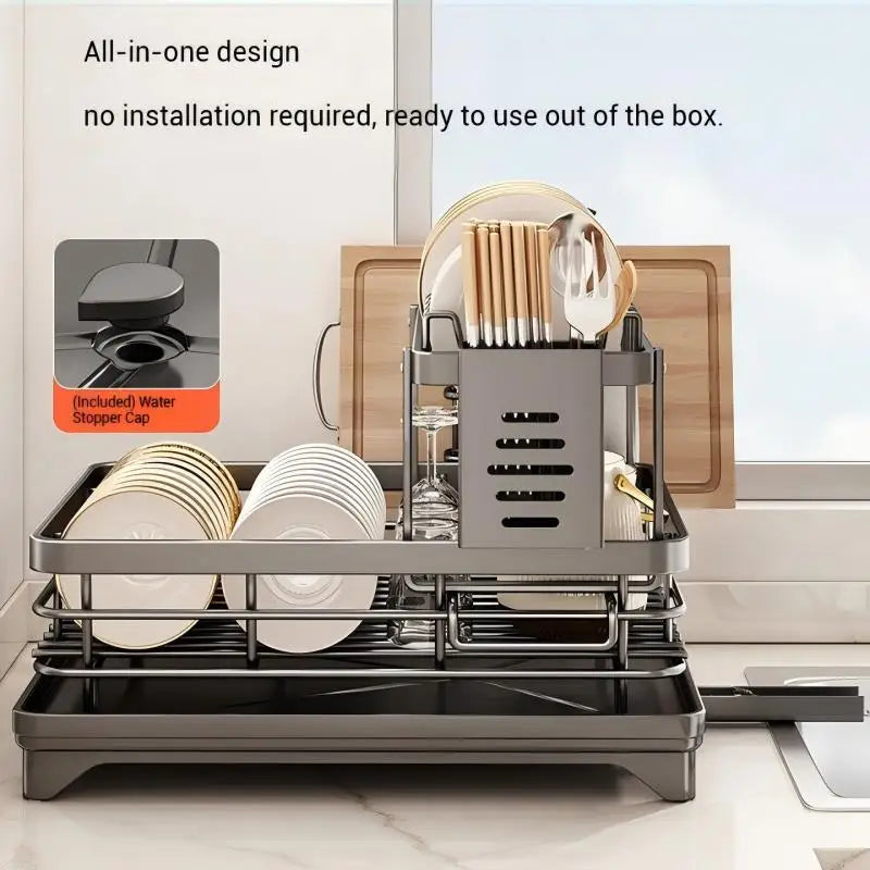 Adjustable Stainless Steel Dish Drying Rack - EazerHome