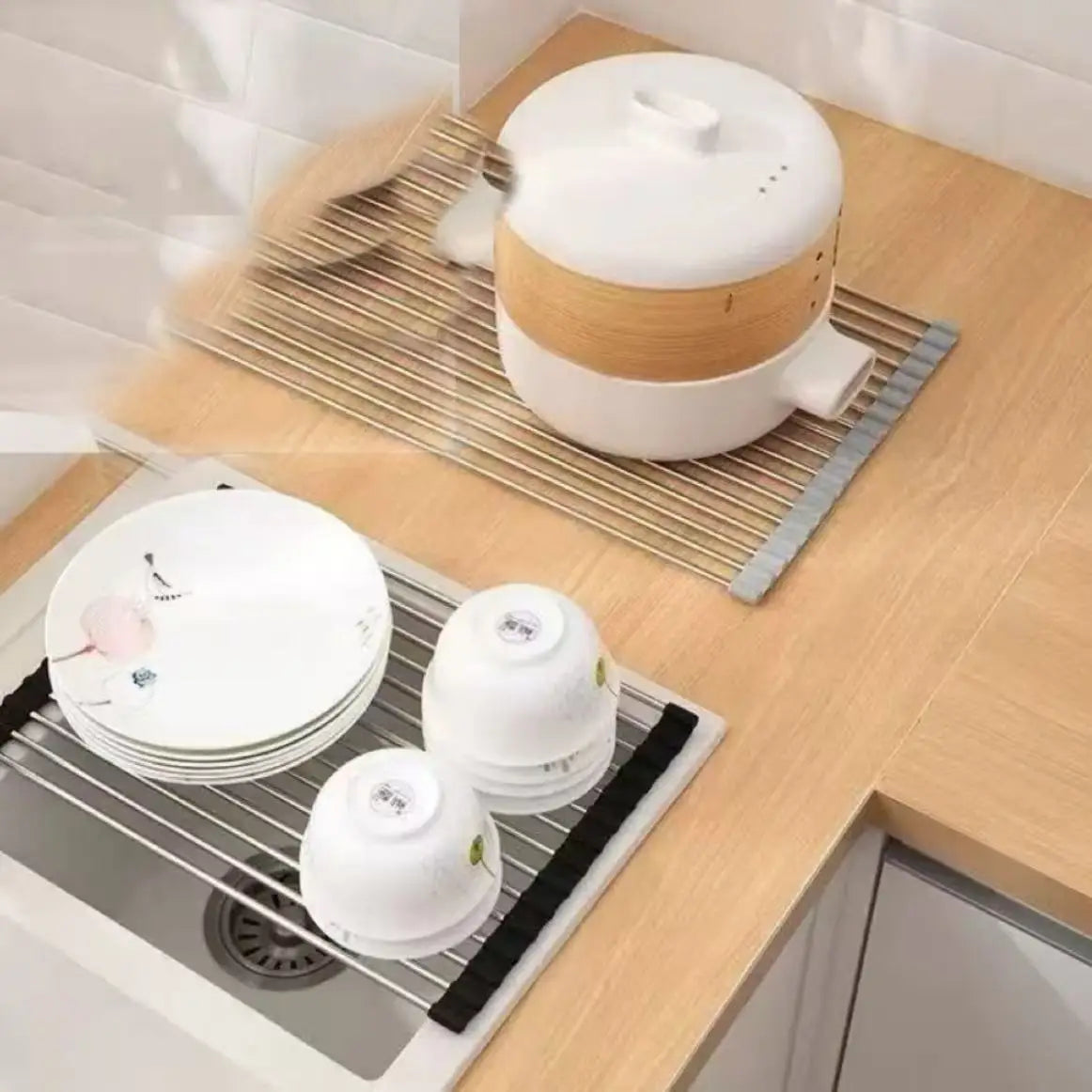 Iron Dish Drying Rack with Drain Spout - EazerHome