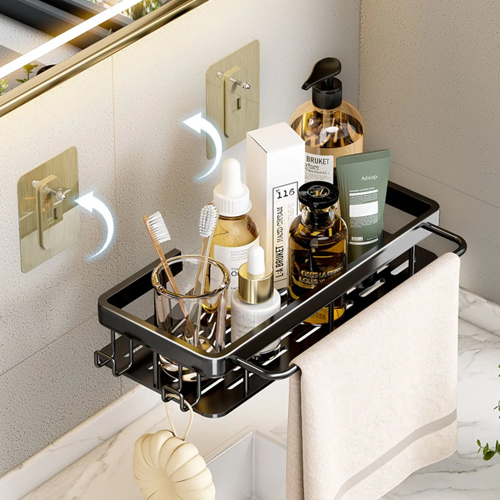 No-Drill Wall-Mounted Shower Corner Shelf - EazerHome