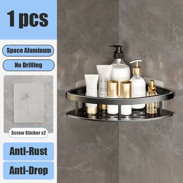 No-Drill Wall-Mounted Shower Corner Shelf - EazerHome