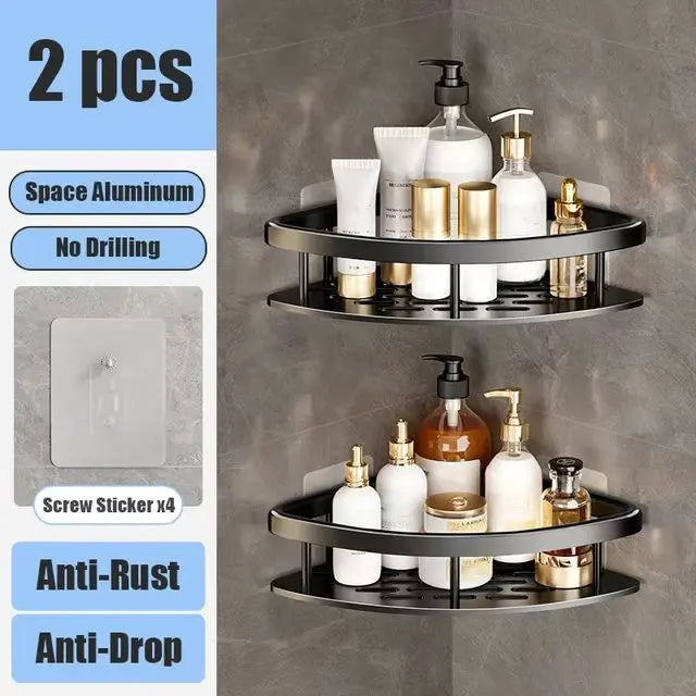 No-Drill Wall-Mounted Shower Corner Shelf - EazerHome