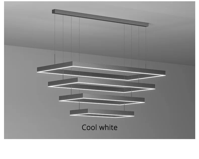 Nordic Square Led Ceiling Chandelier Dimmable for Dining Living Room Center Table Bedroom Pendant Light Minimalist Decor Fixture