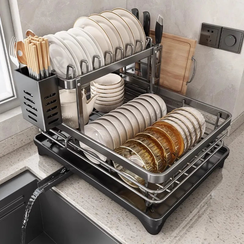Adjustable Stainless Steel Dish Drying Rack - EazerHome