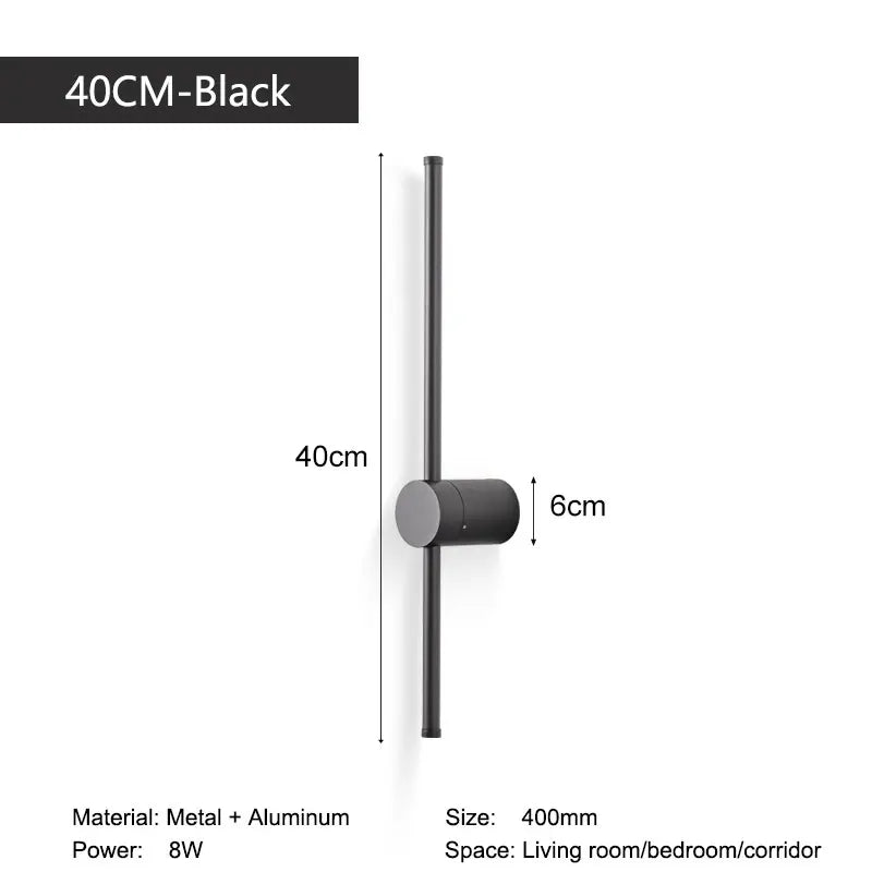 Indoor 360° Rotatable LED Wall Lamps with EU/US Plug Switch for Bedroom TV Background Long Strip Black Copper LED Wall Lights