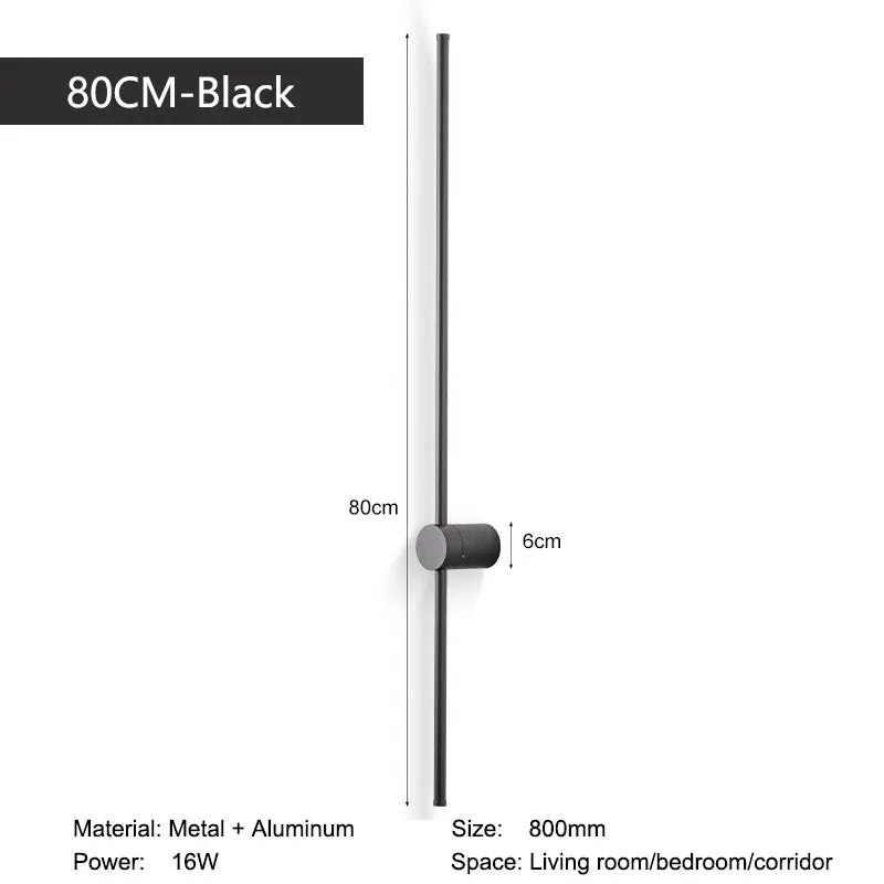 Indoor 360° Rotatable LED Wall Lamps with EU/US Plug Switch for Bedroom TV Background Long Strip Black Copper LED Wall Lights