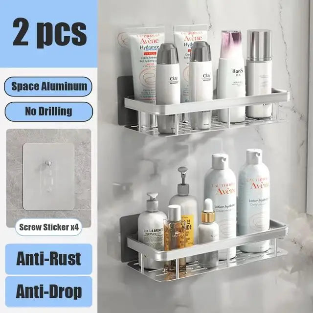 No-Drill Wall-Mounted Shower Corner Shelf - EazerHome
