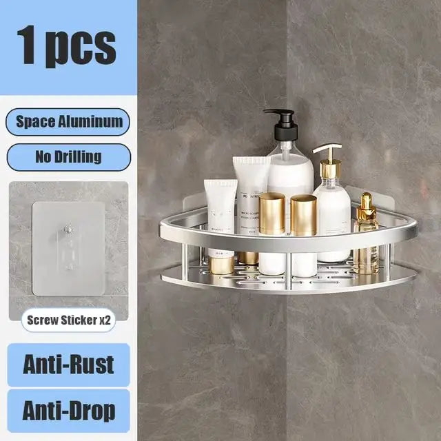 No-Drill Wall-Mounted Shower Corner Shelf - EazerHome