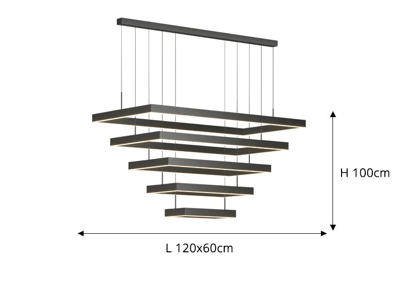 Nordic Square Led Ceiling Chandelier Dimmable for Dining Living Room Center Table Bedroom Pendant Light Minimalist Decor Fixture
