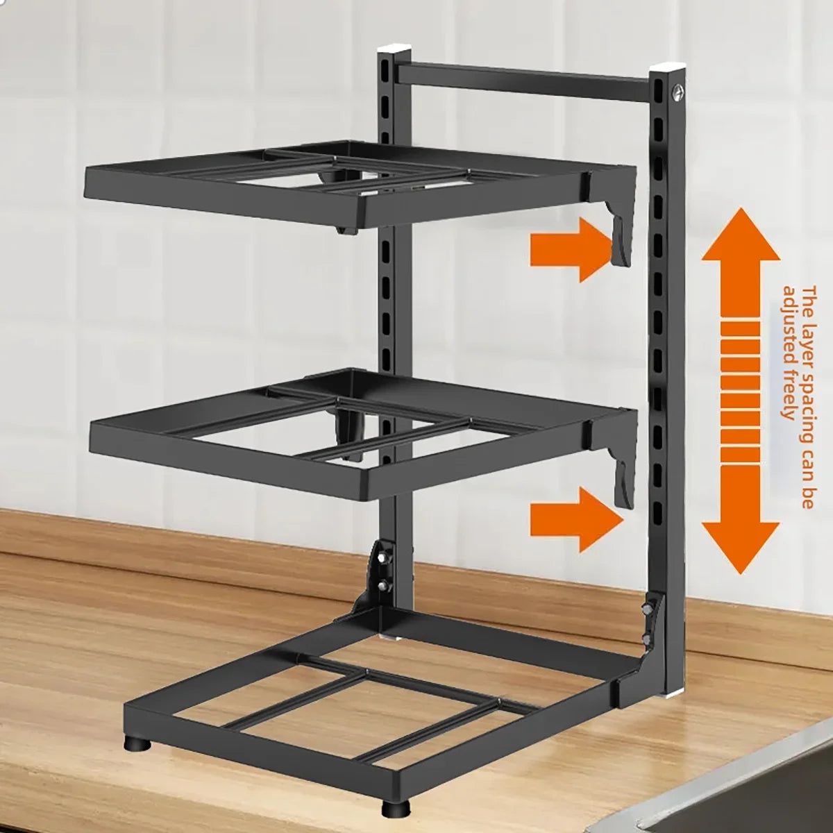Kitchen Sink Storage Rack Multi-Layer Cooker Storage Rack for Home Stovetop Cabinets Adjustable Pot Rack Pantry Storage