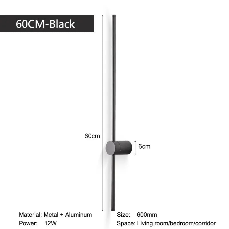 Indoor 360° Rotatable LED Wall Lamps with EU/US Plug Switch for Bedroom TV Background Long Strip Black Copper LED Wall Lights
