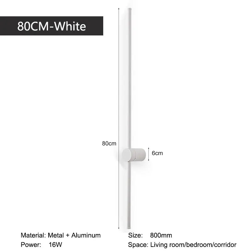Indoor 360° Rotatable LED Wall Lamps with EU/US Plug Switch for Bedroom TV Background Long Strip Black Copper LED Wall Lights