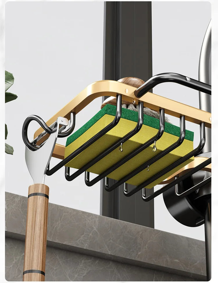 Kitchen Space Aluminum Sink Drain Rack Sponge Storage Faucet Holder Soap Drainer Shelf Basket Organizer Bathroom Accessories