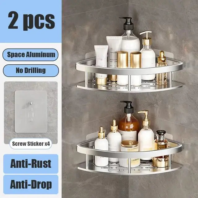No-Drill Wall-Mounted Shower Corner Shelf - EazerHome