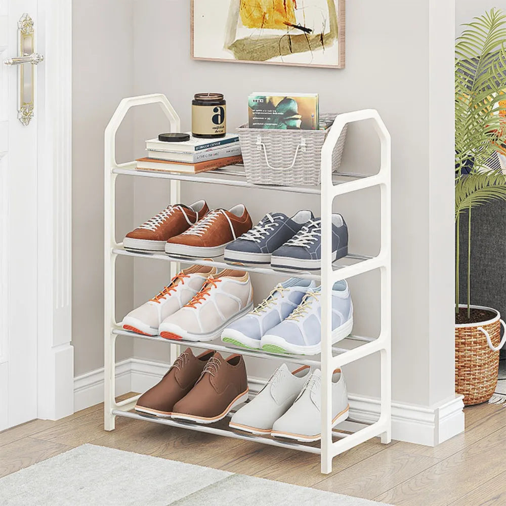 Simple Shoe Rack Metal Shoe Shelf Footwear Shoe Rack Living Room Space Saving Shoes Organizer Stand Holder Black Shoe Shelf
