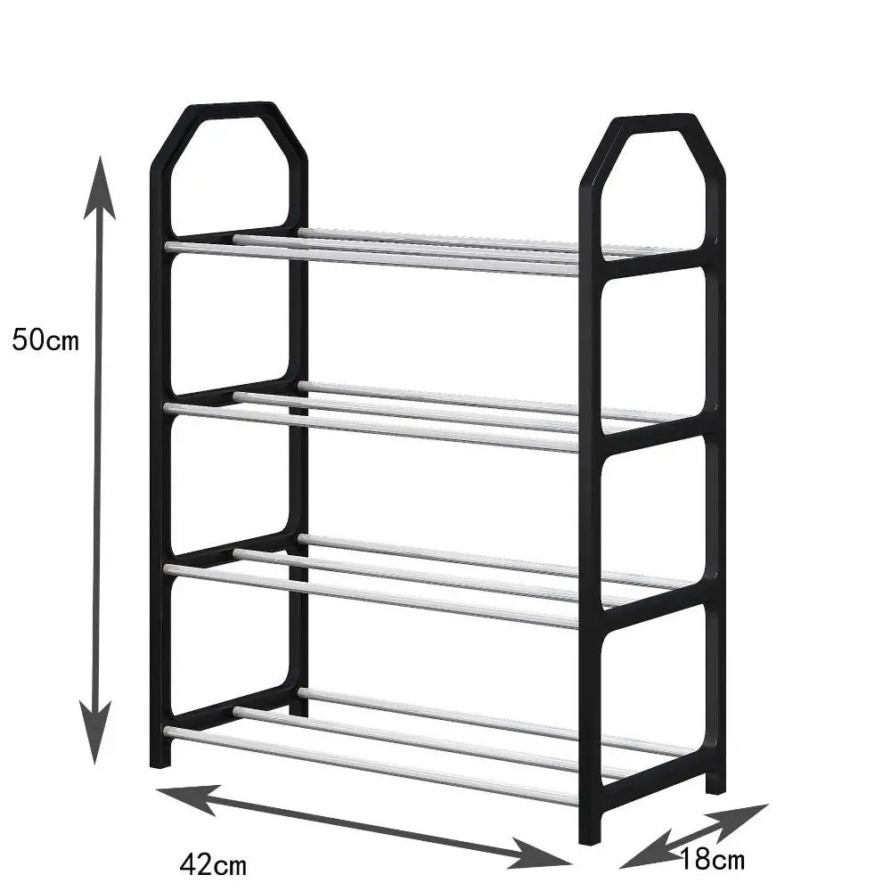 Simple Shoe Rack Metal Shoe Shelf Footwear Shoe Rack Living Room Space Saving Shoes Organizer Stand Holder Black Shoe Shelf