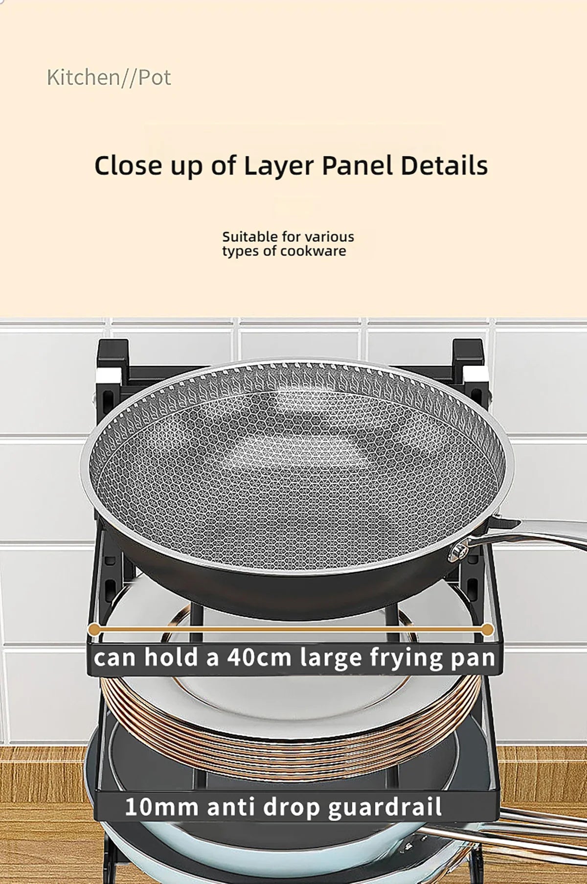 Kitchen Sink Storage Rack Multi-Layer Cooker Storage Rack for Home Stovetop Cabinets Adjustable Pot Rack Pantry Storage