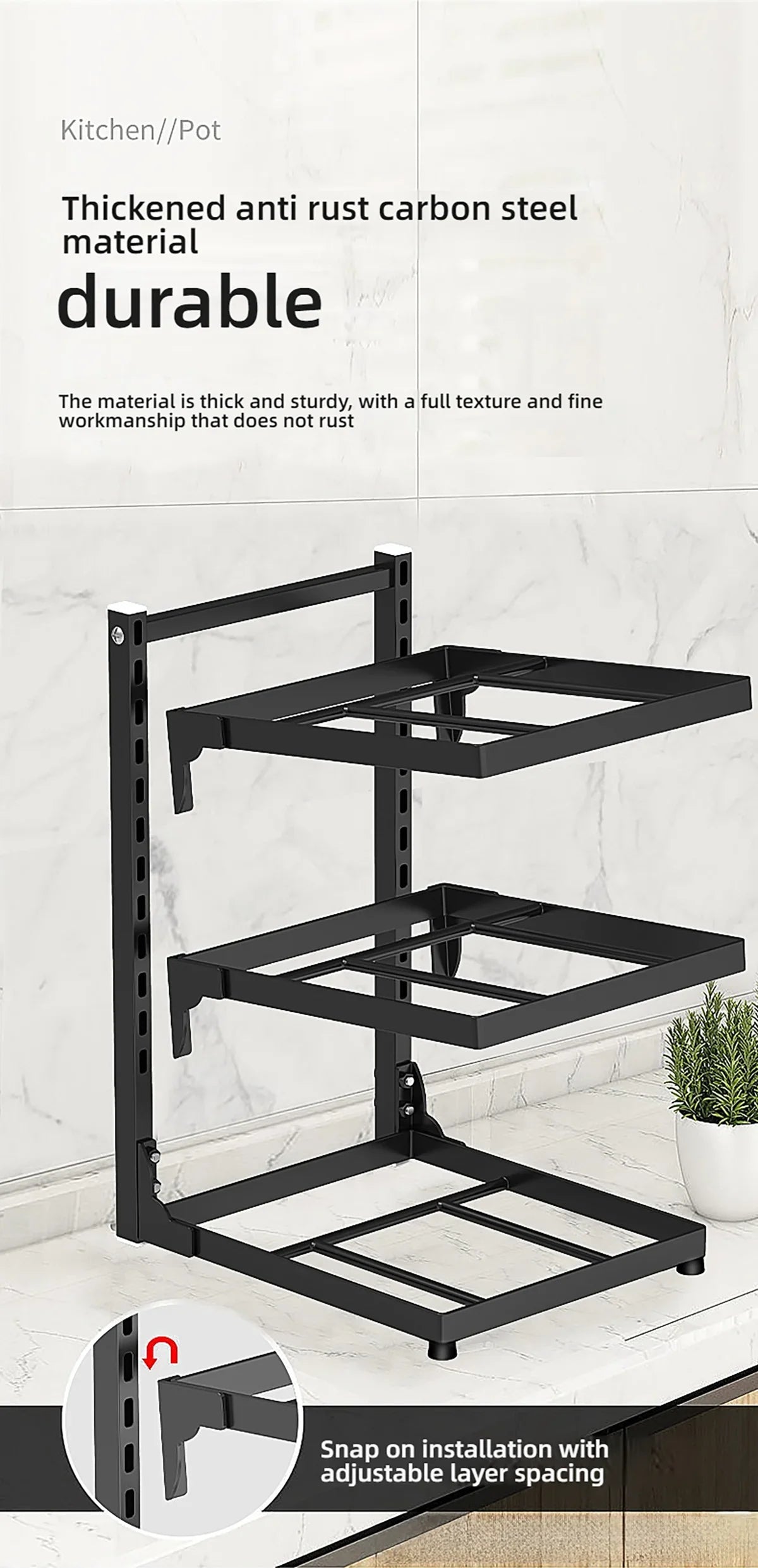 Kitchen Sink Storage Rack Multi-Layer Cooker Storage Rack for Home Stovetop Cabinets Adjustable Pot Rack Pantry Storage