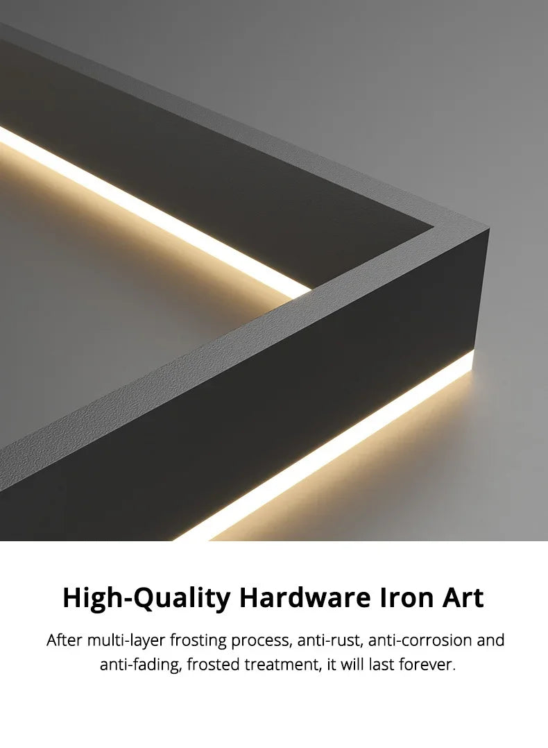 Nordic Square Led Ceiling Chandelier Dimmable for Dining Living Room Center Table Bedroom Pendant Light Minimalist Decor Fixture