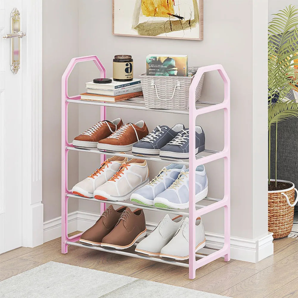 Simple Shoe Rack Metal Shoe Shelf Footwear Shoe Rack Living Room Space Saving Shoes Organizer Stand Holder Black Shoe Shelf