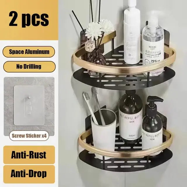 No-Drill Wall-Mounted Shower Corner Shelf - EazerHome