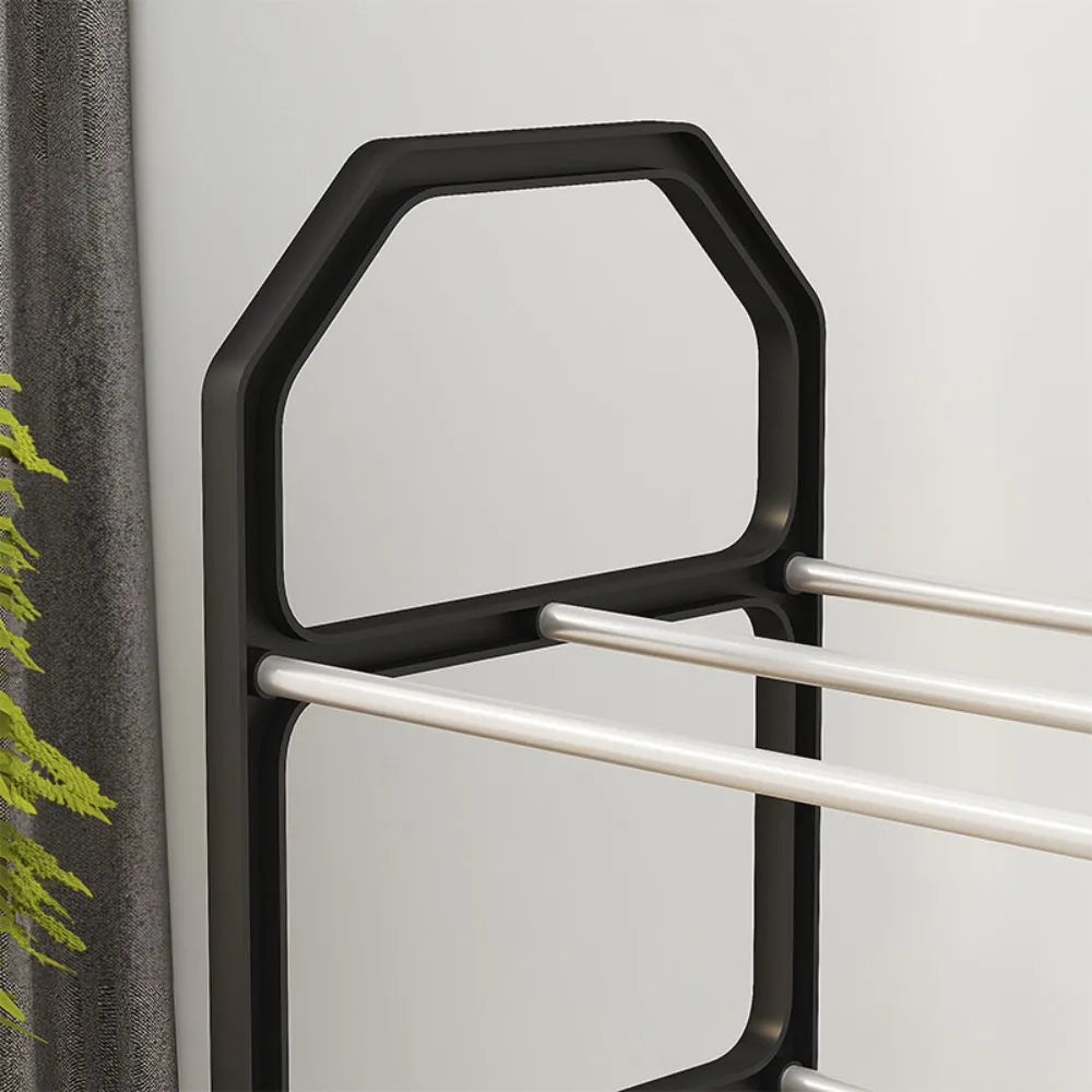 Simple Shoe Rack Metal Shoe Shelf Footwear Shoe Rack Living Room Space Saving Shoes Organizer Stand Holder Black Shoe Shelf