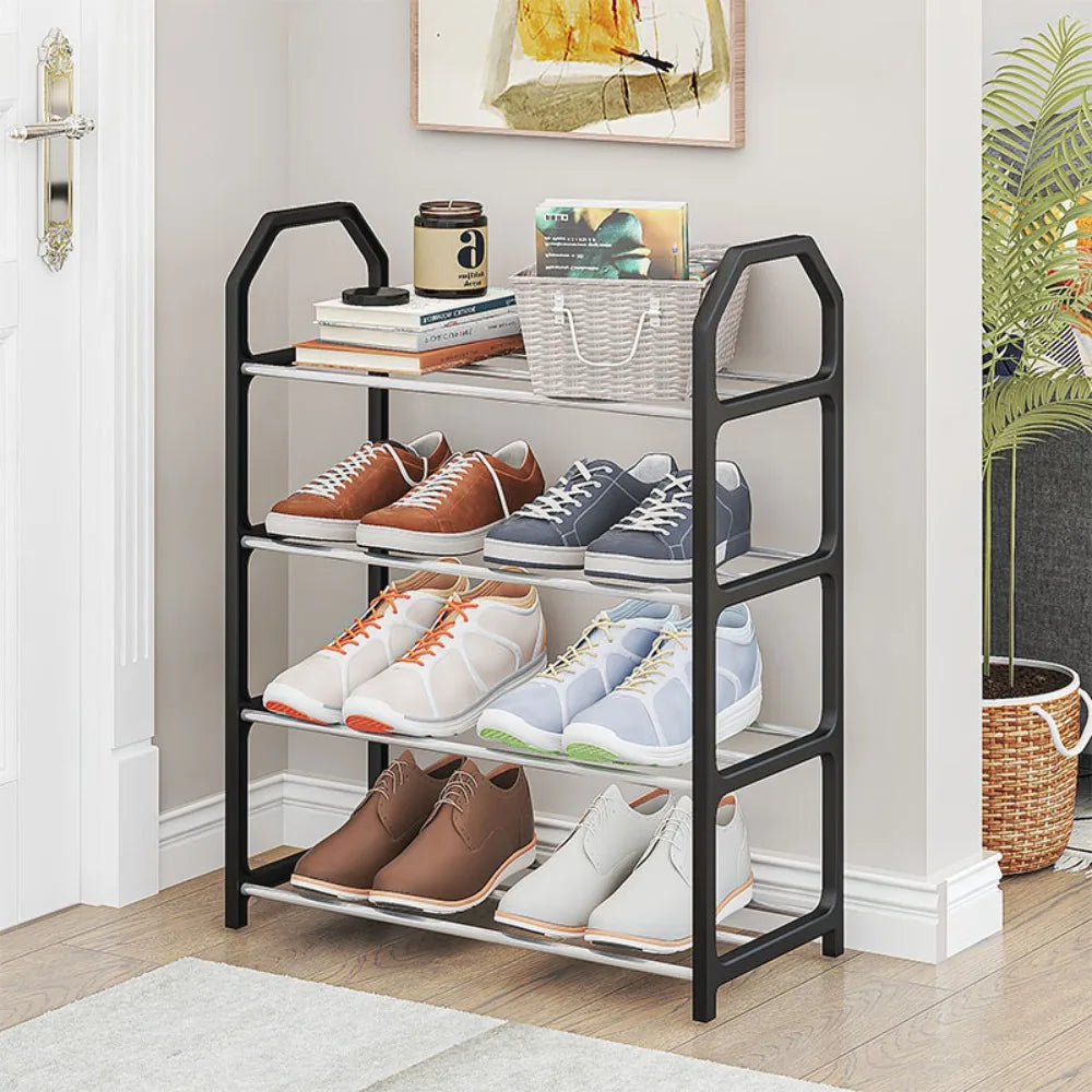 Simple Shoe Rack Metal Shoe Shelf Footwear Shoe Rack Living Room Space Saving Shoes Organizer Stand Holder Black Shoe Shelf