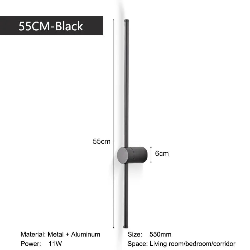 Indoor 360° Rotatable LED Wall Lamps with EU/US Plug Switch for Bedroom TV Background Long Strip Black Copper LED Wall Lights