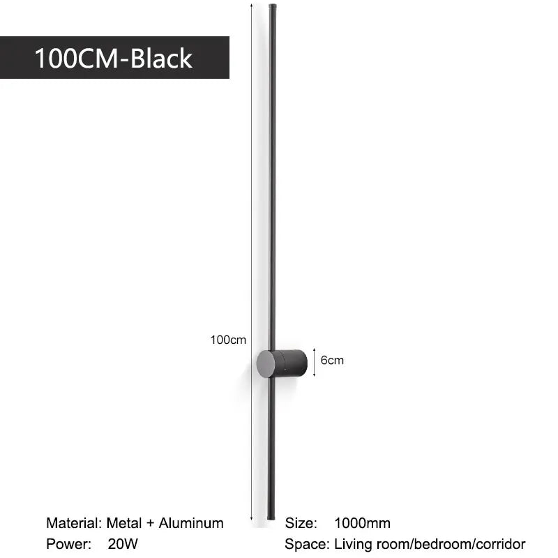 Indoor 360° Rotatable LED Wall Lamps with EU/US Plug Switch for Bedroom TV Background Long Strip Black Copper LED Wall Lights