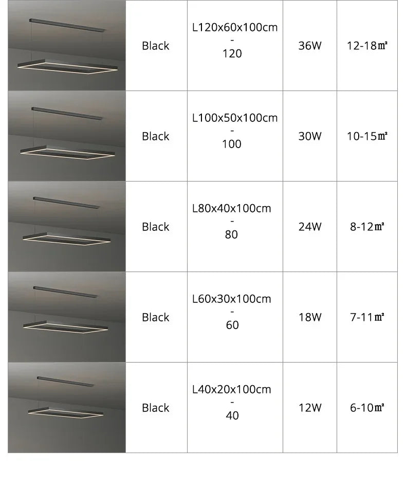 Nordic Square Led Ceiling Chandelier Dimmable for Dining Living Room Center Table Bedroom Pendant Light Minimalist Decor Fixture